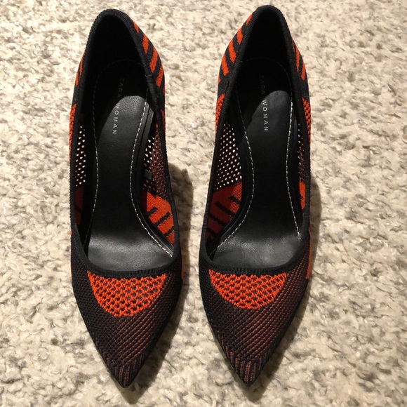 Zara high heels size 6. Black and orange/red. - Picture 2 of 5